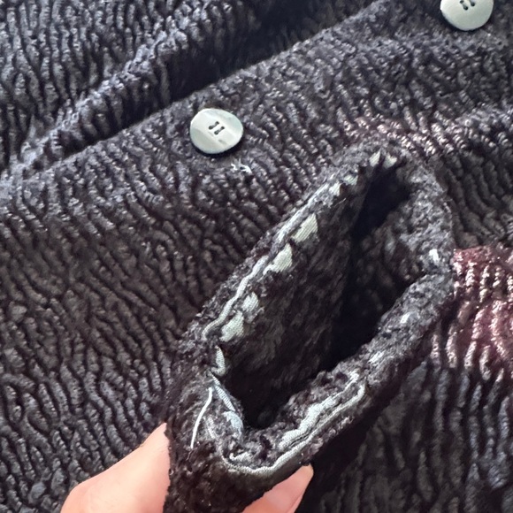 Retro 1950s Black Textured Coat L - Picture 5 of 8